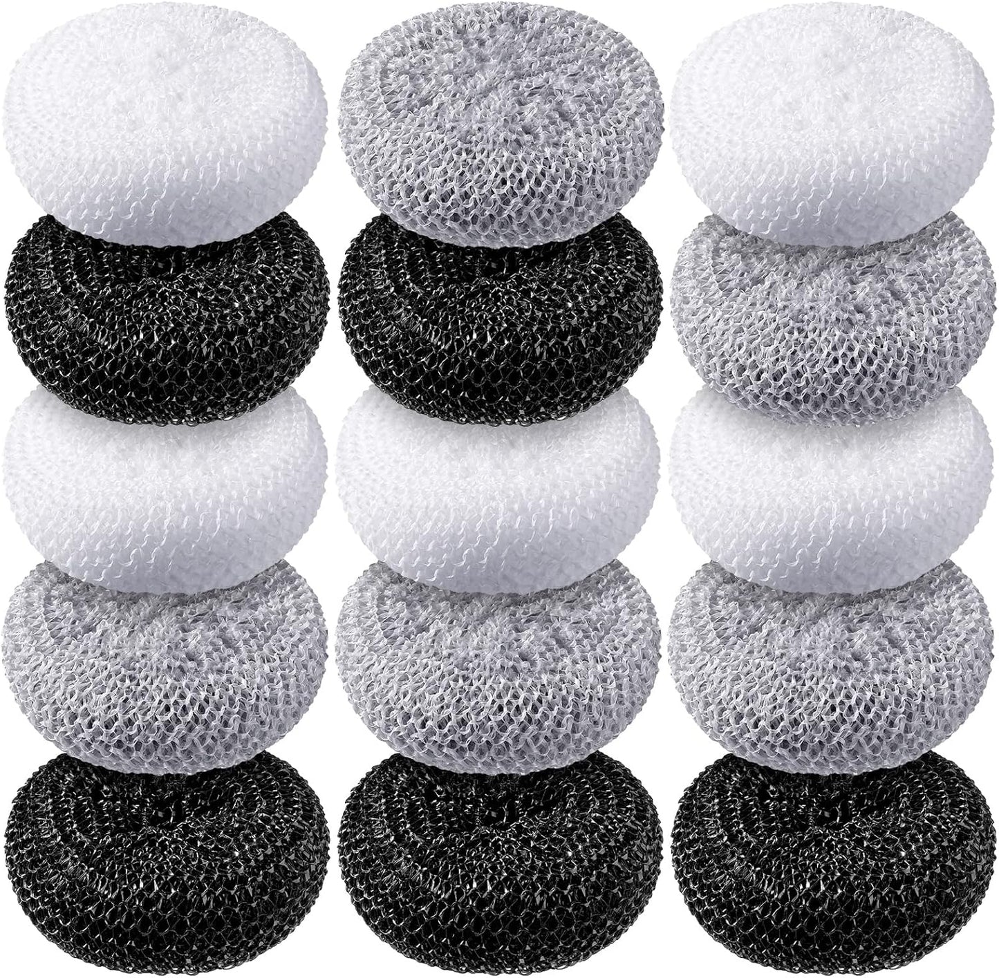 Blulu Plastic Dish Scrubbers for Dishes Pot Round Nylon Pad, Mesh Scouring Non Scratch Pads(Rainbow Colors,15 Pieces)