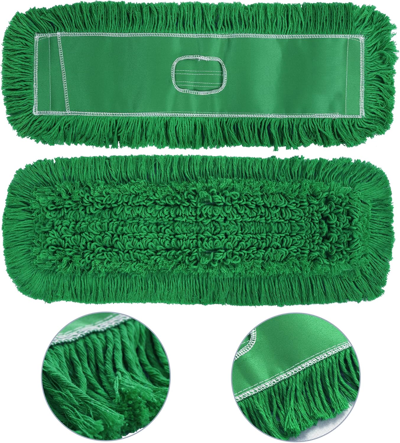 Matthew Cleaning 24'' Industrial Strength Cotton Dust Mop Refill Washable Replacement Heads for Residential & Commercial Use Fit Standard Dust Mop Frames, Hardwood, Laminate, Concrete Floors 3 Pack