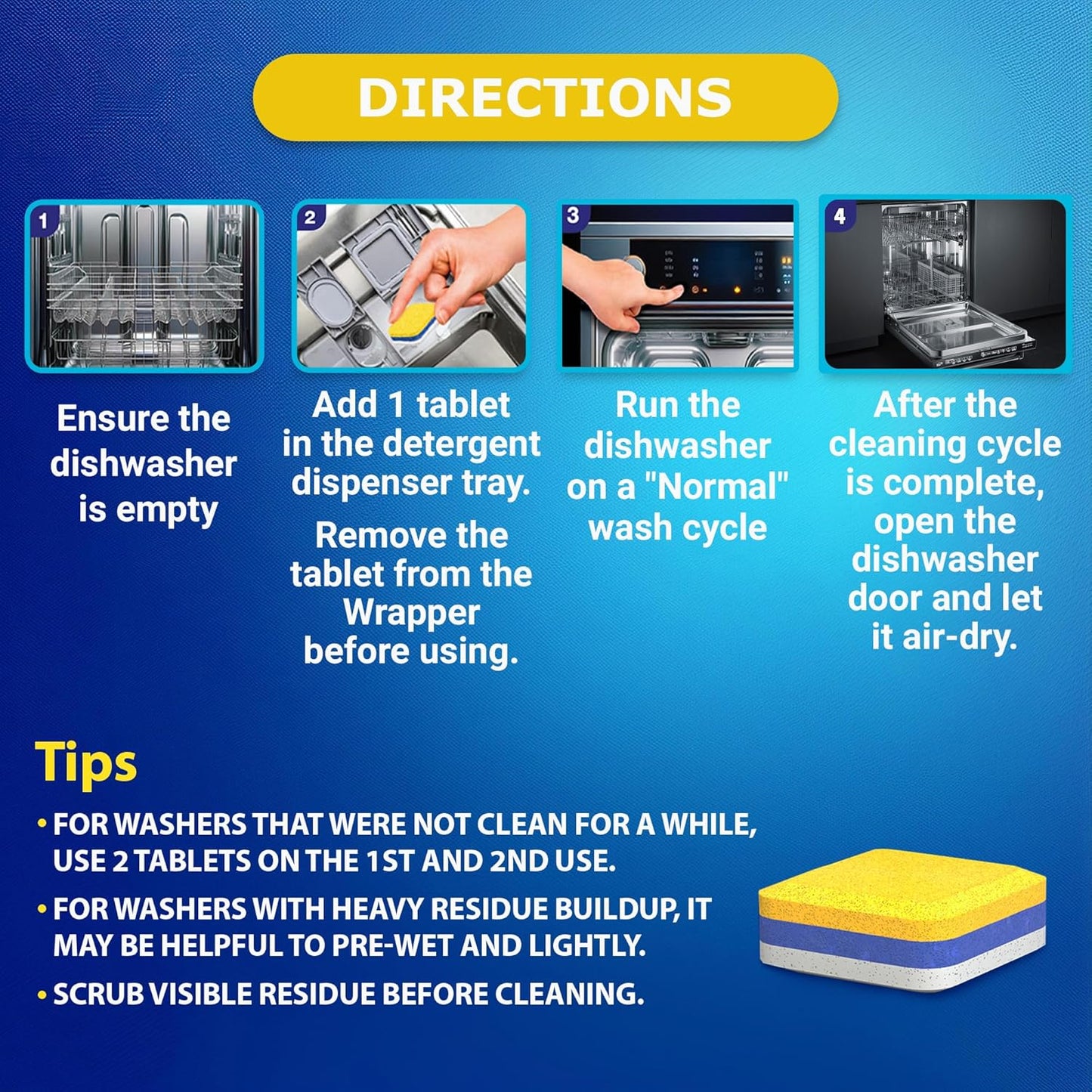 Dishwasher Cleaner Deodorizer Descaler Tablets - 28 Tabs - 1 Plus Year Supply - Extra Scented Deep Cleaning Sanitizer Pods - Remove Hard Water - Contain Citric Acid Heavy Duty Septic Safe - Citrus