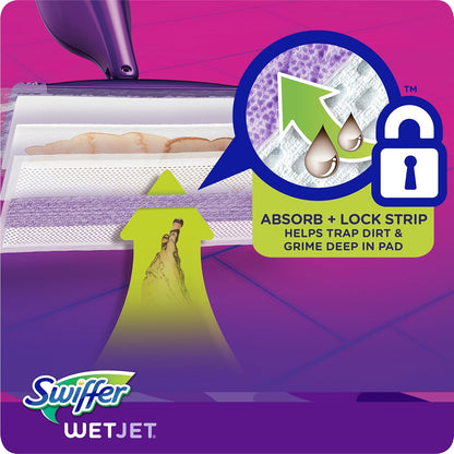 Swiffer WetJet Hardwood Floor Cleaner Spray Mop Pad Refill, Bathroom Cleaning Supplies, Hardwood Floor Cleaner, Multi Surface, 24 Count