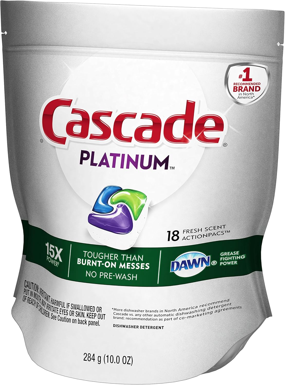 Cascade Platinum Power Boost Dishwasher Pods, Dishwasher Detergent, Dishwasher Soap, Dish Tabs, Dishwashing Tablets, Dish Detergent, Lemon, Actionpacs, 37 Count