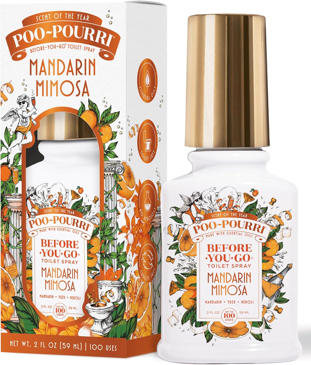 Poo-Pourri Before-You-Go Toilet Spray, Pink Citron, 2 Fl Oz, Up to 100 Uses, Bathroom Odor Deodorizer with Essential Oils for Home or Work, Travel Essentials, TSA Approved Size