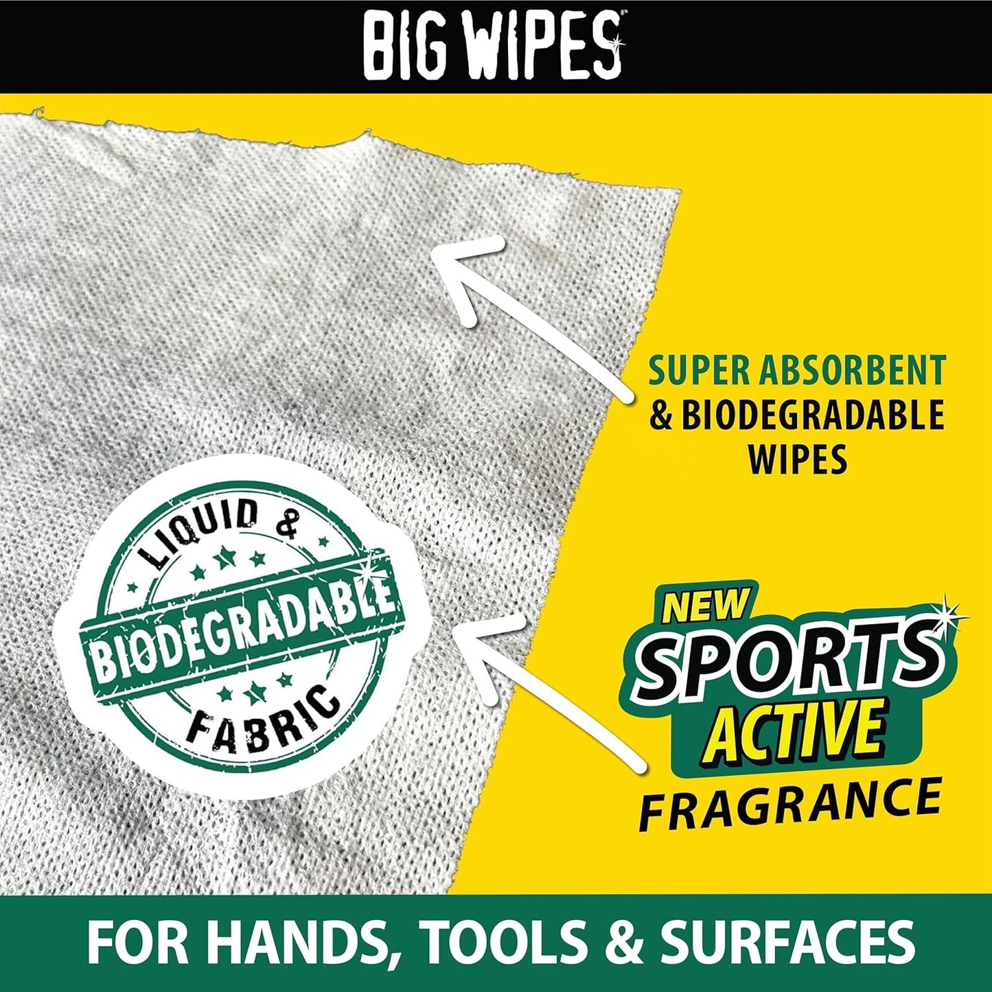 BIG WIPES Heavy Duty Industrial Hand Cleaning Wipes, Textured Scrubbing Degreaser Wipes for Mechanics and Tool Cleaner – 80 Count Canister (1 Pack)