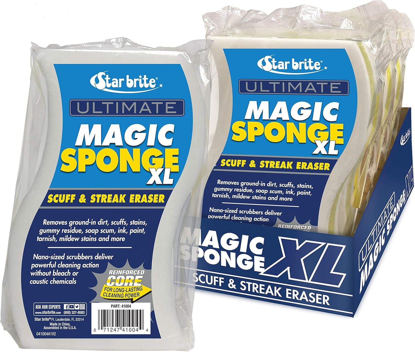 STAR BRITE Ultimate Magic Sponge - Boat Scuff Eraser Melamine Scrubber with Reinforced Core - 2 Pack (041000)