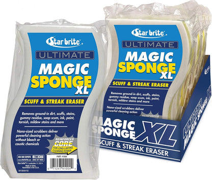 STAR BRITE Ultimate Magic Sponge - Boat Scuff Eraser Melamine Scrubber with Reinforced Core - 2 Pack (041000)