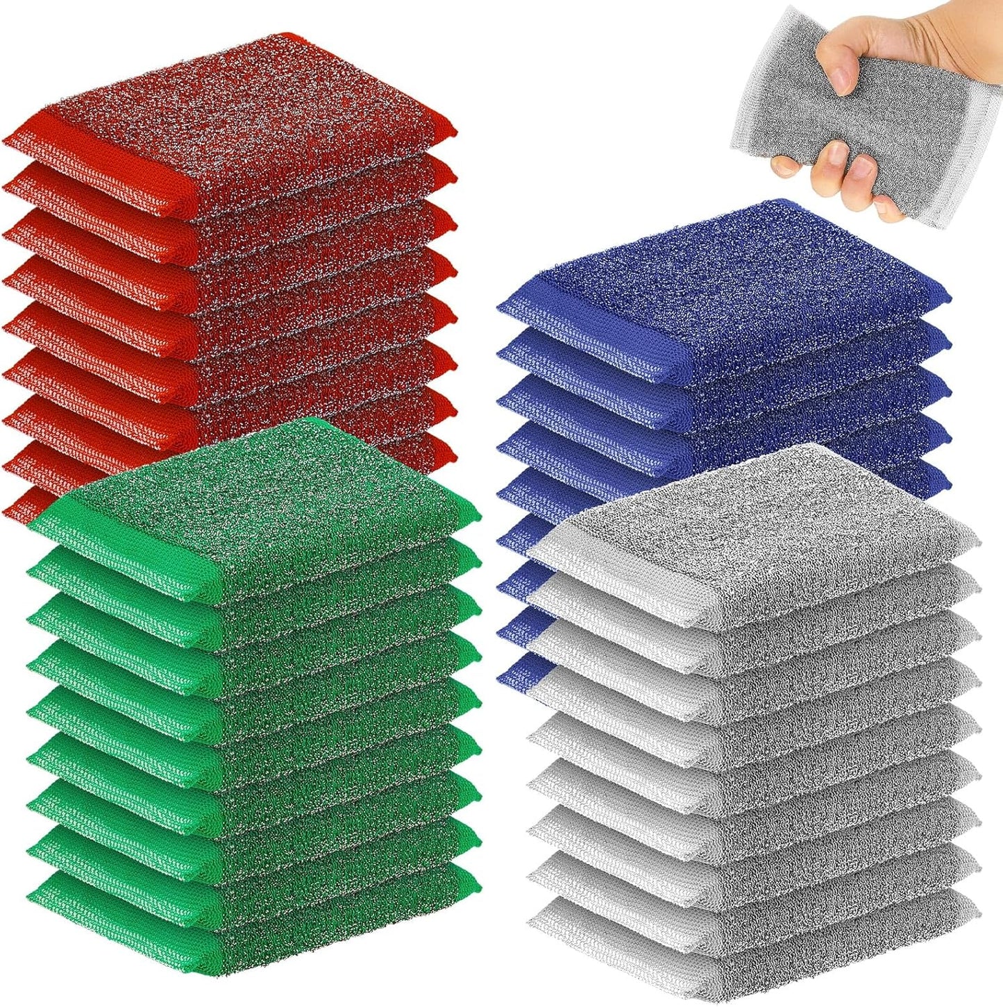 Thyle 36 Pack Steel Scrub Sponges for Dishes Non Scratch Scouring Multi Use Metal Scrubber Heavy Duty Dish Wash Kitchen Sponge for Pot Dish Washing Hard Surface Cleaning (Gray)