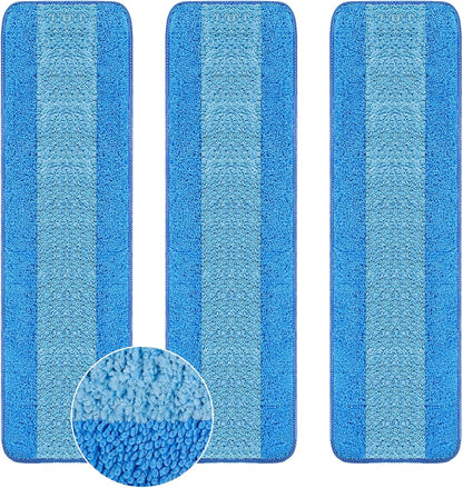 wlich 4-Pack Microfiber Cleaning Pads, 18-Inch Microfiber Mop Pads Compatible with Bona Mop, Washable and Reusable Mop Pad Refills for Hardwood Tile Laminate Floors