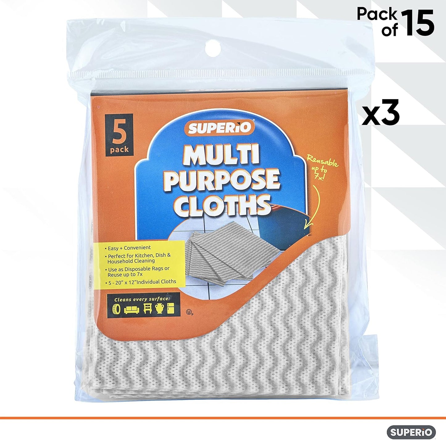 Superio Handy Wipes For Kitchen Multi-Purpose Heavy-Duty Reusable Cleaning cloth for house, Bathroom, and office. Disposable Dish Towel (60 Grey)