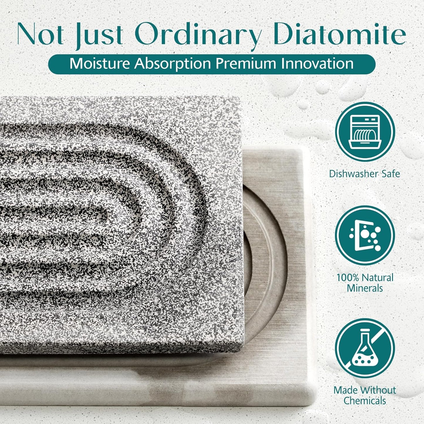 Eormoe Faucet Mat for Kitchen Sink – Diatomite Stone Drying Mat & Sink Protectors, Prevent Moisture – Sink Splash Guard Water-Absorbing Stone Tray for Bathroom Counter (Light Grey, 23.6" x 3.9")