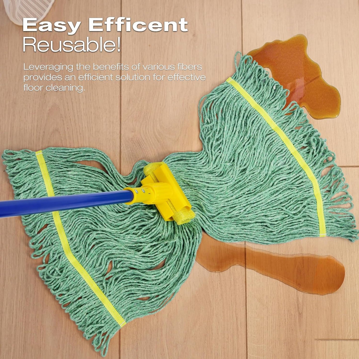 Matthew Cleaning Heavy Duty Mop Head Commercial Replacement for General and Floor Cleaning , Wet Industrial Blue Cotton Looped End String Head Refill (Pack of 6) Blue
