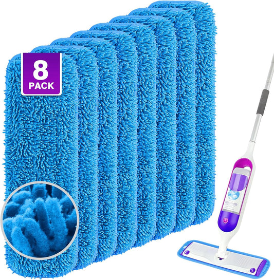 UNIMADE Reusable Mop Pads for Swiffer PowerMop, 8 Pack Microfiber Mop Pad Refill with Scrubber Strips for 13''-15'' SprayMop, Washable Mop Pads Use for Most Floor Types, Designed for Pets - Multicolor