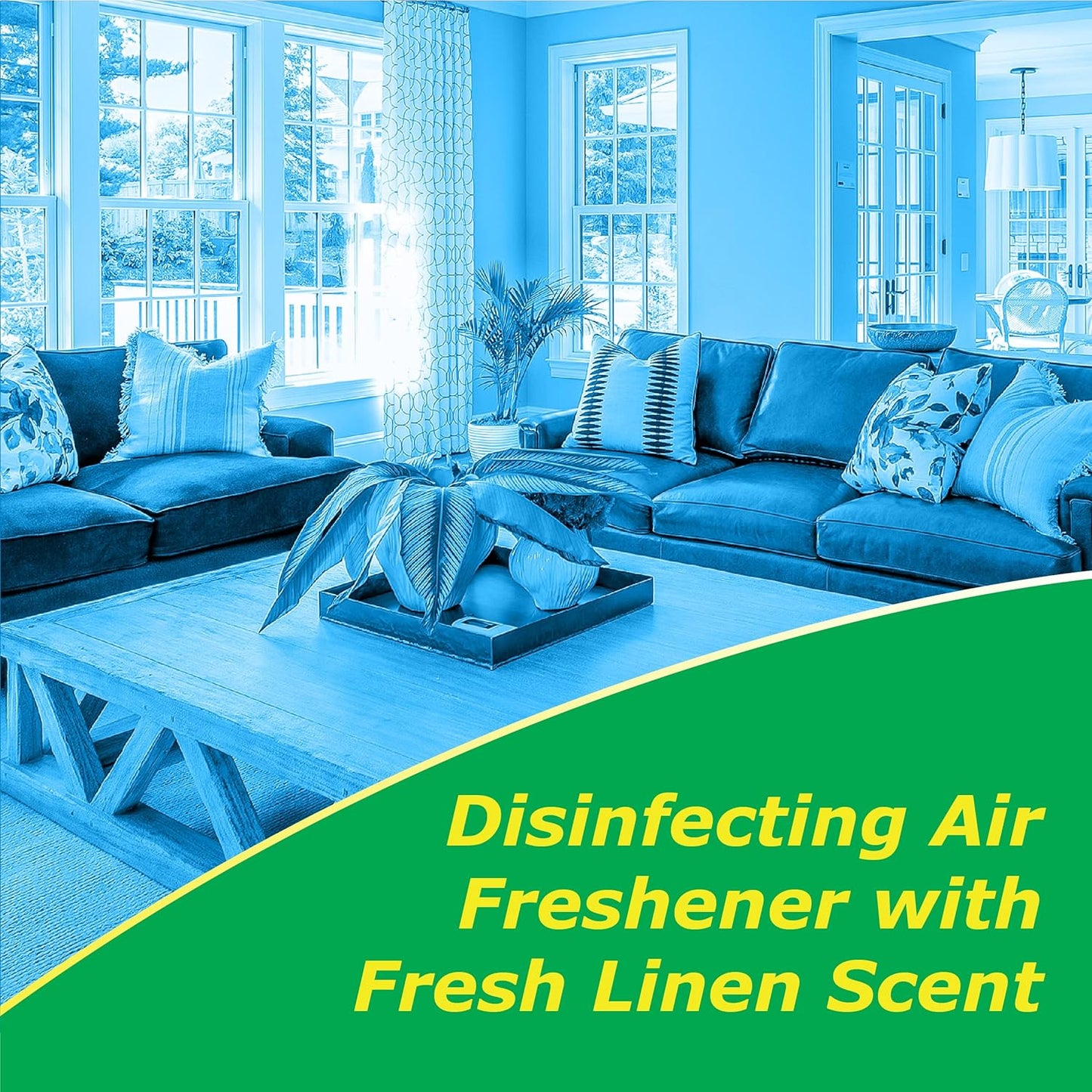 OdoBan Ready-to-Use Disinfectant and Harsh Aroma Eliminator, Cleaner and Fabric/Air Freshener, Set of 2, 14.6 Ounce 360-Degree Continuous Spray and 32 Ounce Trigger Spray, Fresh Linen Scent
