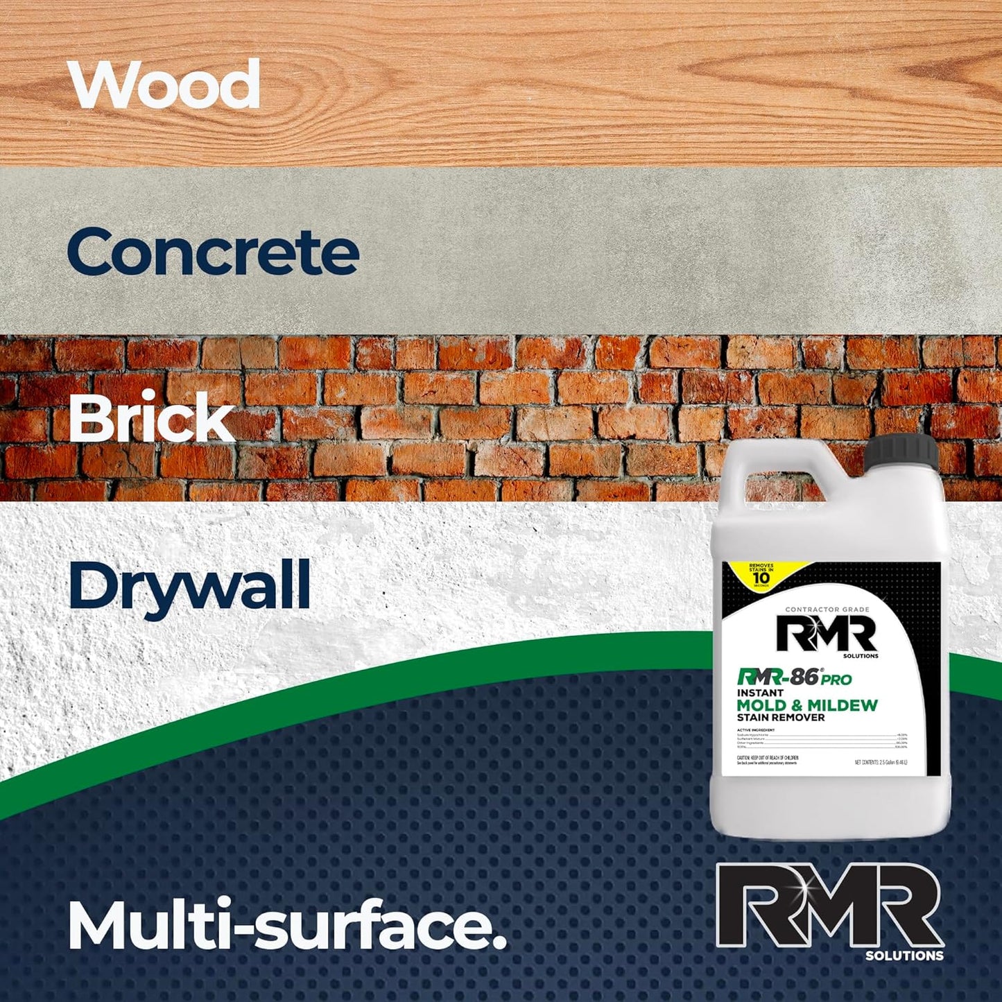 RMR-86 Pro Contractor Grade Mold Stain & Mildew Stain Remover Cleaning Solution, Professional Quality Formula, 1 Gallon