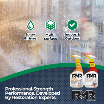 RMR Grease & Grime Eraser Kit – Degreaser & Cleaner + Xtreme Soap Scum Remover, Fast-Acting Kitchen & Bathroom Cleaning System for Grease, Soap Scum, Calcium & Hard Water Buildup, 2–32 Oz Bottles