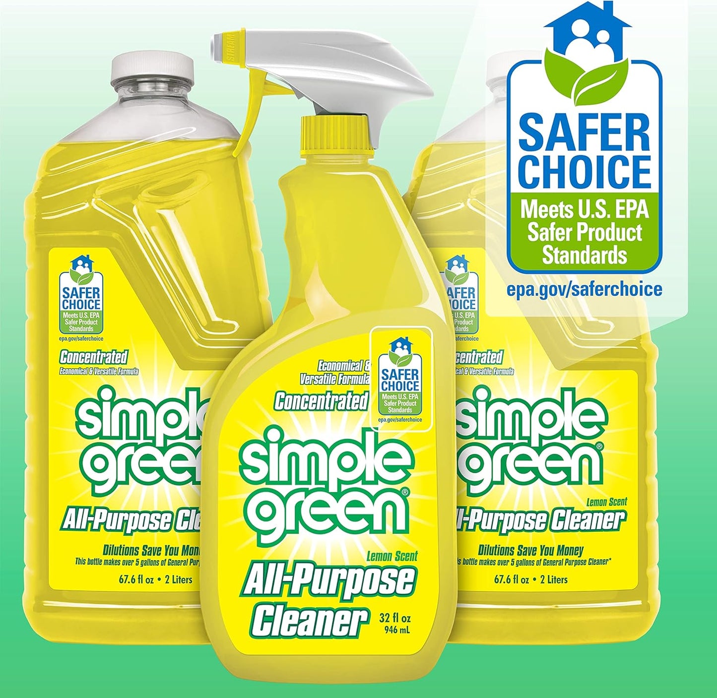 Simple Green All Purpose Cleaner Spray and Refill, Green, 3 Piece Set, 1 Count (Lemon)