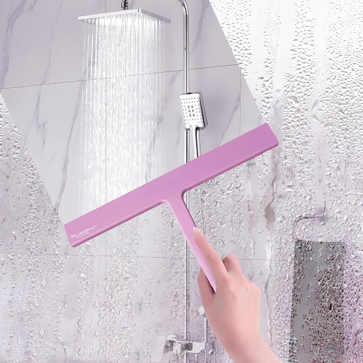 Shower Squeegee for Glass Doors, RICHMIRTH 11" Inch Width Silicone Rubber Blade Squeegee Window Cleaner Tool Squeegee for Shower Glass Doors Bathroom