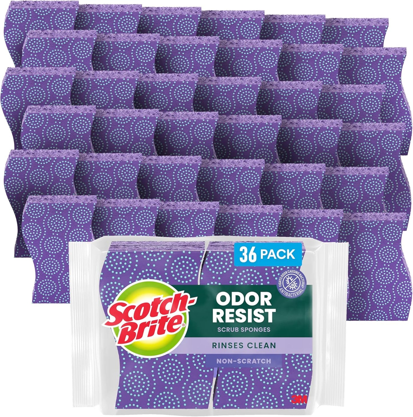 Scotch-Brite Odor Resist Heavy Duty Scrub Sponge, Dishwasher-Safe Kitchen sponges for Serious Scrubbing, Multipurpose Dish Sponge for Stuck-On Messes, 3 Scrubbing Sponges