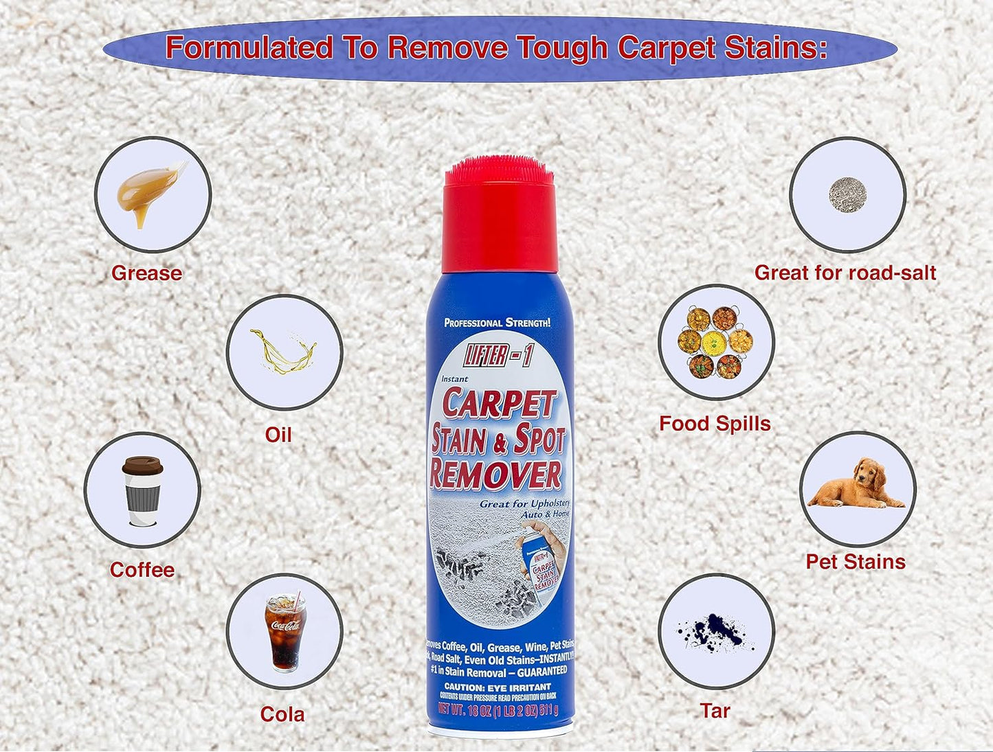 Carpet Spot Remover, Stain and Red wine Remover and Spot Treatment for Oil, Grease, Urine, Cleaning Performance for Rugs, Upholstery, Fabrics Pack of 1