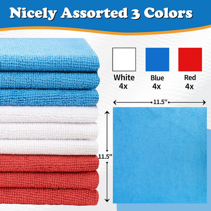 FIXSMITH Microfiber Cleaning Cloth - Pack of 8, Size: 12 x 16 in, Multi-Functional Cleaning Towels, Highly Absorbent Cleaning Rags, Lint-Free, Streak-Free Cleaning Cloths for Car Kitchen Home