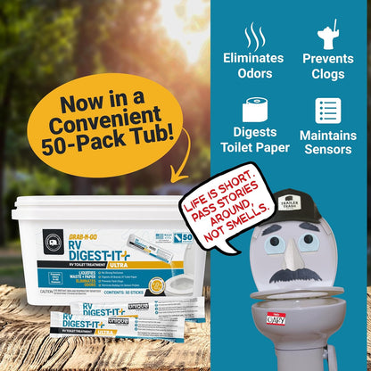 Unique RV Digest-It Plus RV Tank Treatment Pods – 16 Treatments, Breaks Down Waste & Toilet Paper + Eliminates Odors at Source, RV Black Tank Treatment