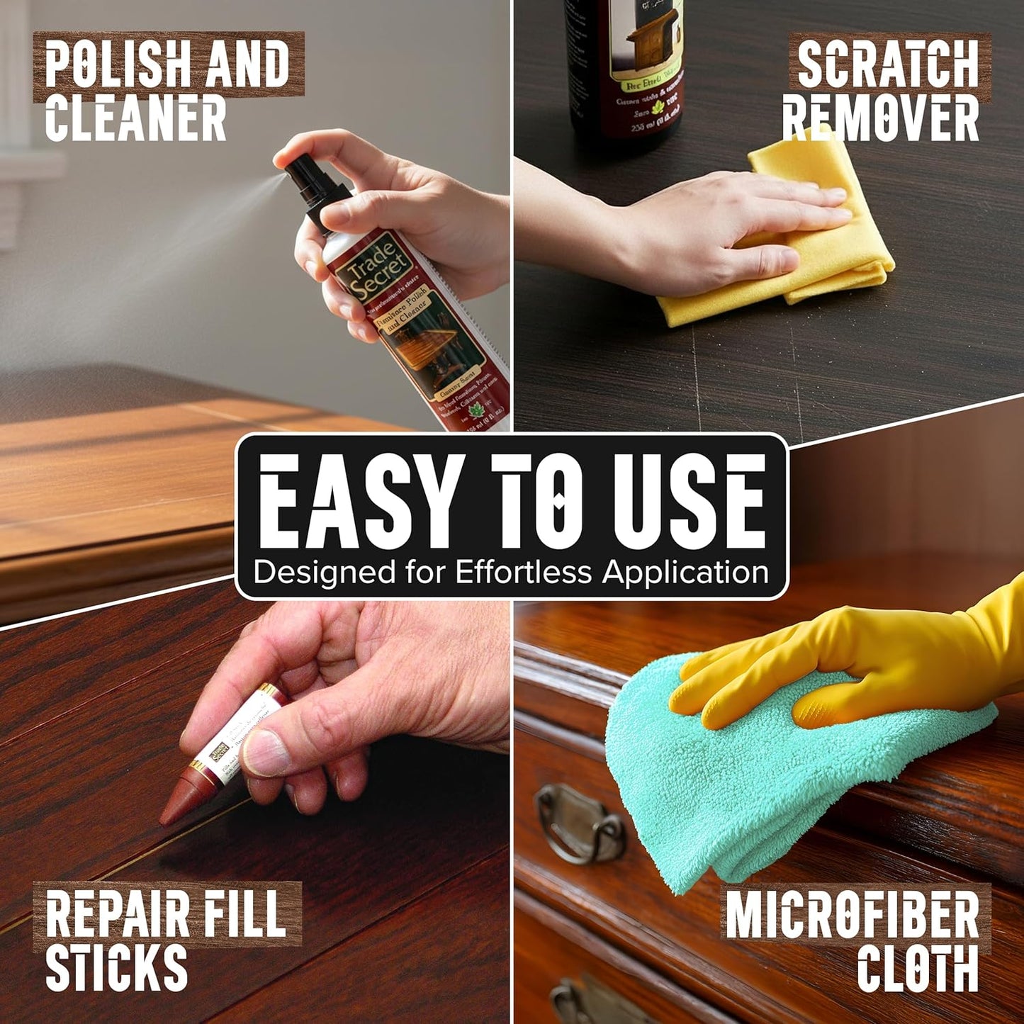 Trade Secret Scratch Concealer for Real Wood Furniture & Floors – Restores Dark Wood Scratch, Covers Nicks, Scuffs & Dogs, Cats Scratches, Marks, Minor Defects