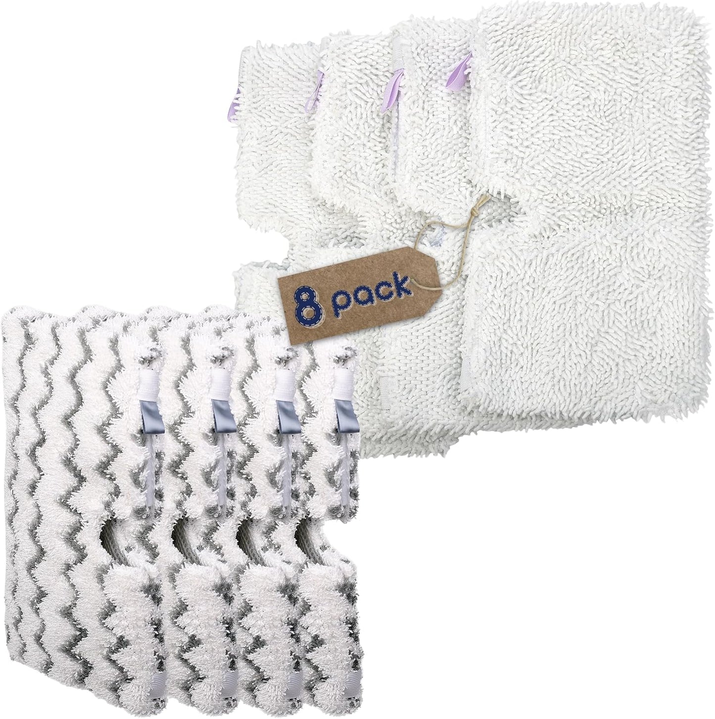 F Flammi 8-Pack Replacement Pads Compatible with Shark Steam Pocket Mop S3501 S3601 S3901 S3550 S3801 SE450, Double-Sided Microfiber Refills for Hardwood Tile Floor, Professional Scrubbing Strips