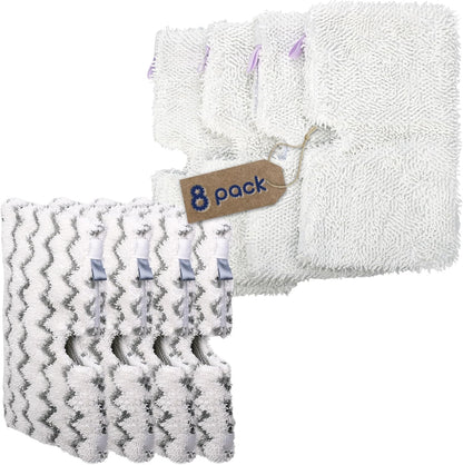 F Flammi 8-Pack Replacement Pads Compatible with Shark Steam Pocket Mop S3501 S3601 S3901 S3550 S3801 SE450, Double-Sided Microfiber Refills for Hardwood Tile Floor, Professional Scrubbing Strips