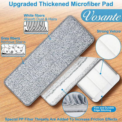 4pcs Microfiber Mop Pads Compatible with Joymoop Mop Replacement Pads for Joy Mop, 13”x4.9" Flat Mop Pads Reusable Washable Mop Head Replacement for Joymoop Mop and Bucket with Wringer Set, Mop Pads
