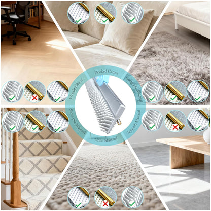 Lazyfeel Pet Hair Remover, Adjustable 18-54”Carpet Rake, Rubber Broom for Deep Clean, Dual-Sided Fur Remover Broom for Pet Hair, Furniture, Rugs, Stairs, Car, and More