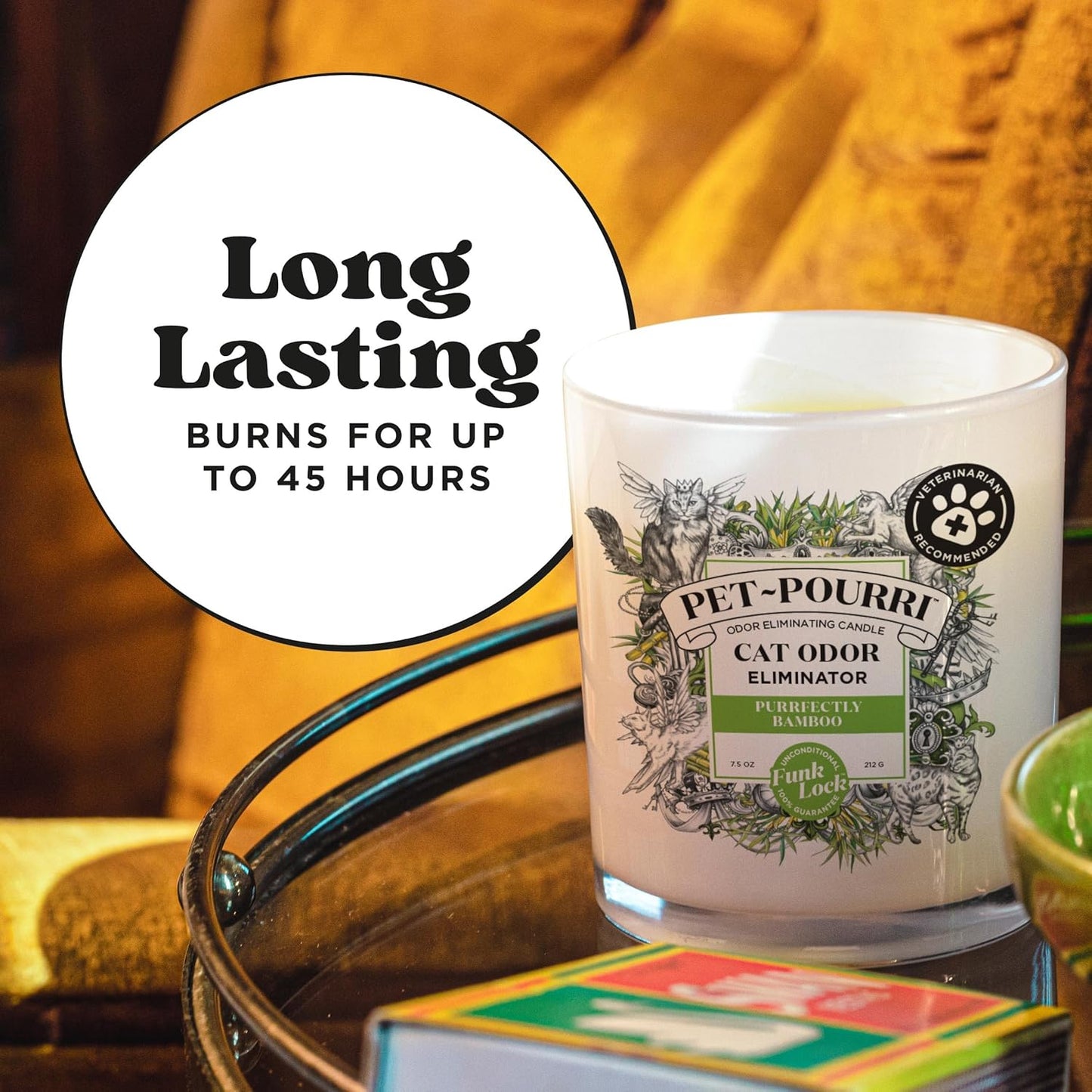 Pet-Pourri Pawsitively Fresh Pet Odor Deodorizer Candle, Burns Up to 45 Hours, Aromatherapy & Air Freshener with Essential Oils, Plant Based Ingredients & Wax, Vet Approved, Jasmine Pear Scent