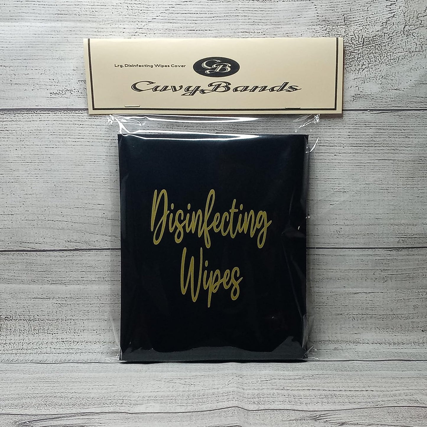 Decorative Cleaning Wipes Cover Gold Script (Large, Black)
