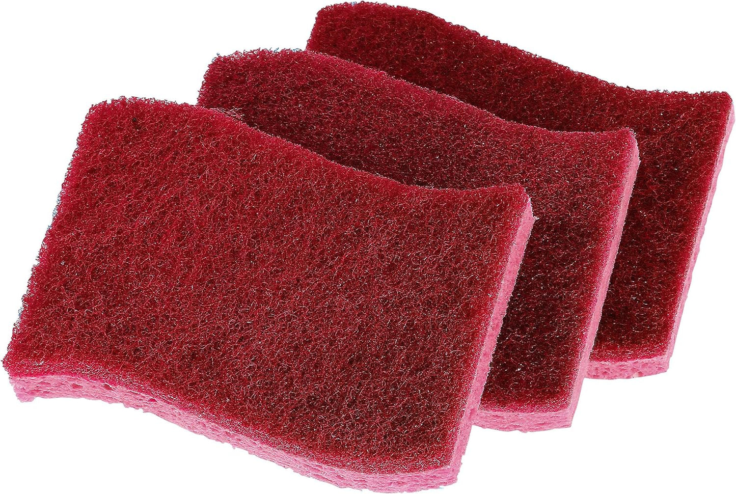 Non-Scratch Cellulose Sponge Kitchen Scrub Sponge with Scouring Pad Set, Good for Non-Stick Cookware Frying Pan, Pot, Counter Top, Sink Scrubbing, Kitchen Scrubbers, Pack of 2, (Red/Pink)