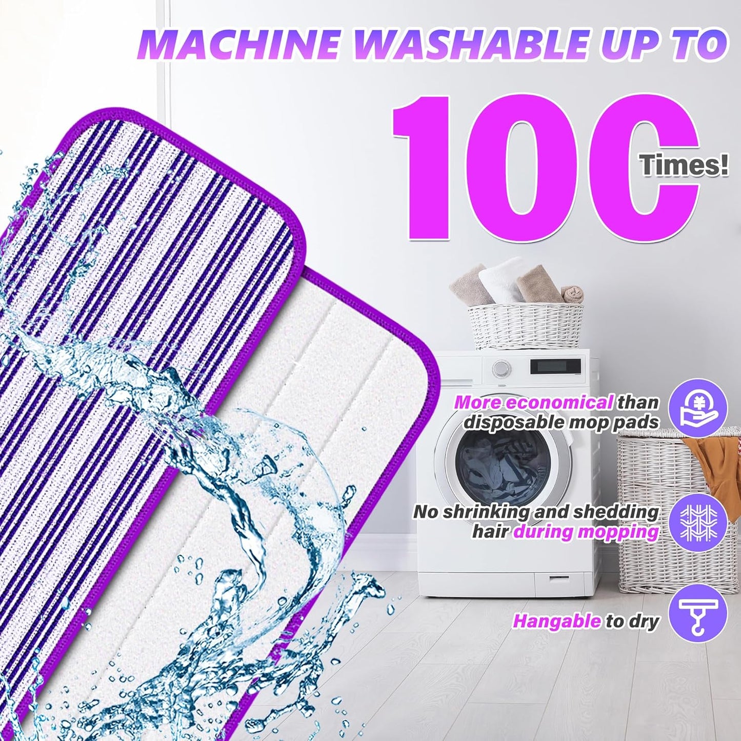 Reusable Mop Pads Refills for Swiffer PowerMop - Microfiber Wet Pads Refill Spray Mop Reusable Pads for Swiffer Mop, Also can be Disposable Power Mop Pads Refills for Multi-Surface Cleaning, 24PCS