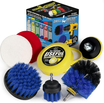 Electric Spin Scrubber Kitchen Cleaning Set with Multi-Purpose Cleaner Paste - Lemon Lime Scented, Stainless Steel Appliance, Oven, Stove Top, Microwave, Sink, Counter Top, Grout, Baseboard Cleaner