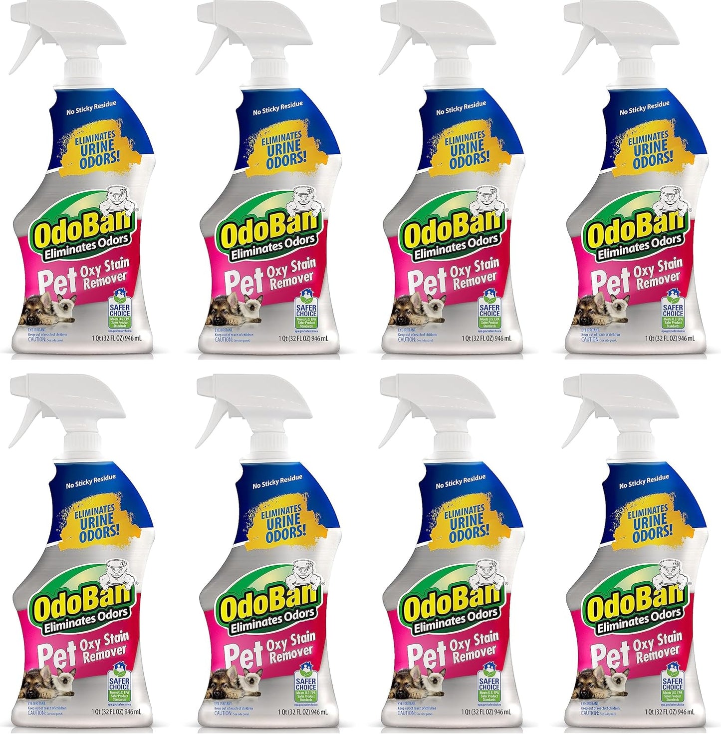 OdoBan Pet Solutions Oxy Stain Remover, Pet Stain Eliminator, Made in the USA, 6-Pack, 32 Ounce Spray Each