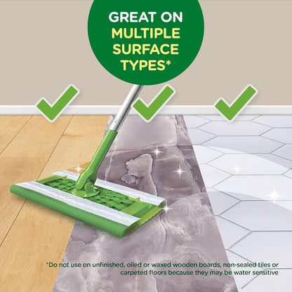 Swiffer Sweep + Mop, Wet Pads Refill, Floor Cleaner for Dirt, Dust, Hair, Cleaning Cloths for Mopping Home, Bathroom, Kitchen, All Purpose Multi-Surface Floor Wipes, Gain, 24ct