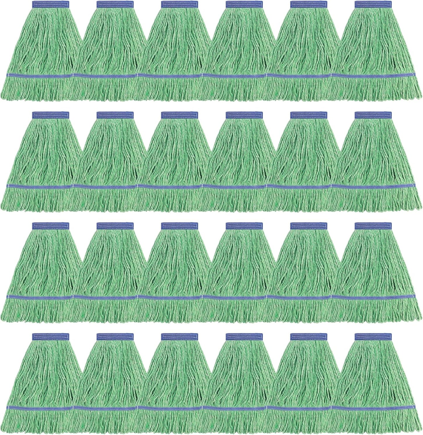 Matthew Cleaning Heavy Duty Mop Head Commercial Replacement for General and Floor Cleaning , Wet Industrial Blue Cotton Looped End String Head Refill (Pack of 6) Blue