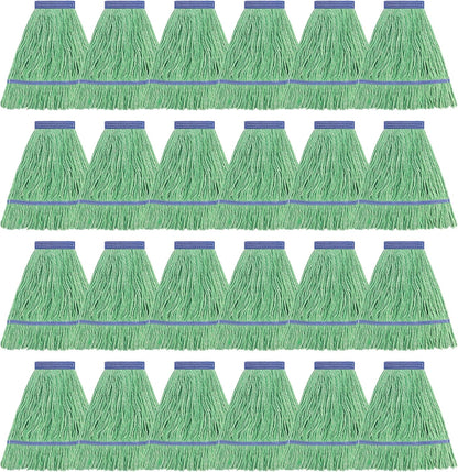 Matthew Cleaning Heavy Duty Mop Head Commercial Replacement for General and Floor Cleaning , Wet Industrial Blue Cotton Looped End String Head Refill (Pack of 6) Blue