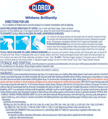 Clorox Plus Tilex Mold and Mildew Remover with Bleach, Spray Bottle, 32 Fluid Ounces, Unscented, Pack of 3