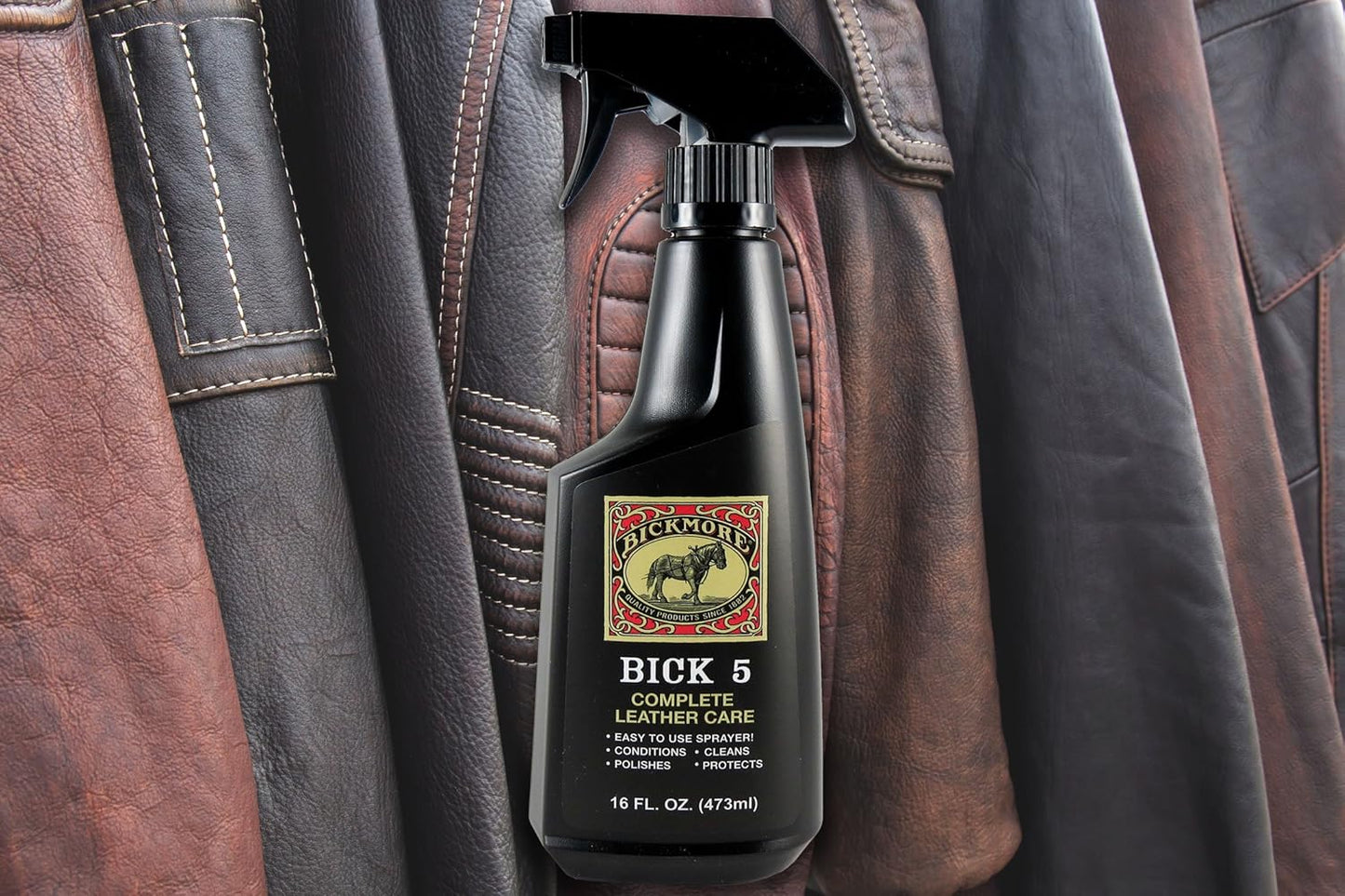 Bick 5 Leather Cleaner Conditioner Spray 16 fl oz, For All Leather Goods, USA Made