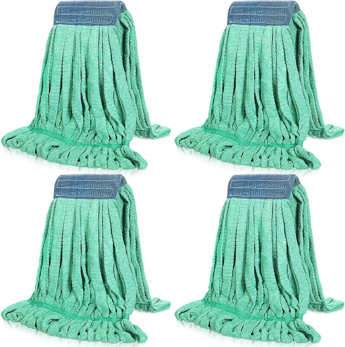 Lallisa 4 Pcs Commercial Mop Head Replacement Tube Microfiber Industrial Looped End Mop Heads Refill for Floor Cleaning for Home Commercial Industrial Use(Large,Blue)