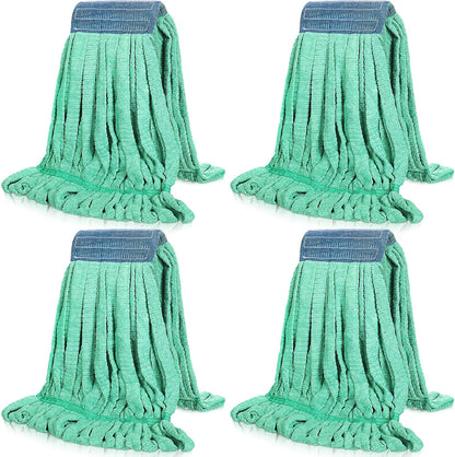 Lallisa 4 Pcs Commercial Mop Head Replacement Tube Microfiber Industrial Looped End Mop Heads Refill for Floor Cleaning for Home Commercial Industrial Use(Large,Blue)