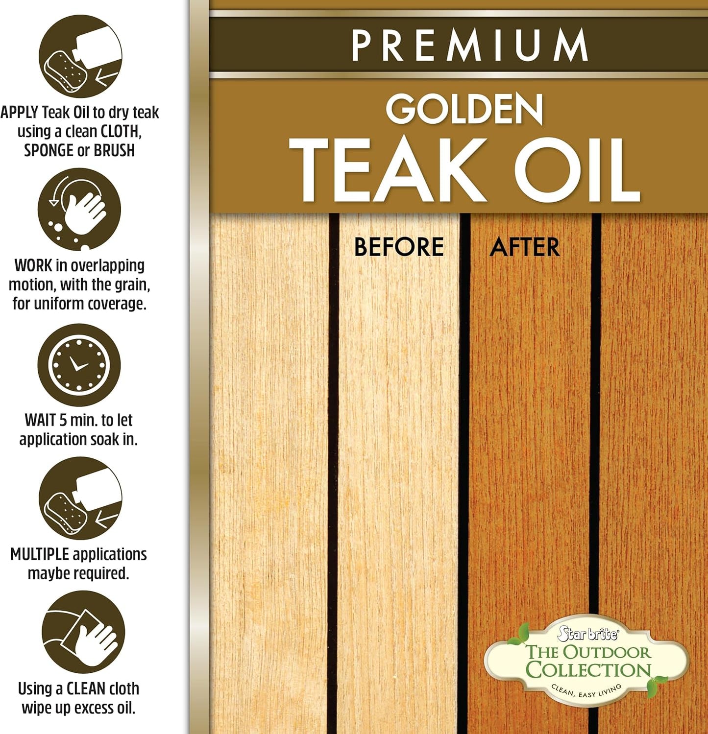 STAR BRITE Outdoor Collection Teak Cleaner & Brightener - One-Step Teak Restoration, Renew Weathered, Gray Teak for Refinishing or Oiling - 32 OZ Spray