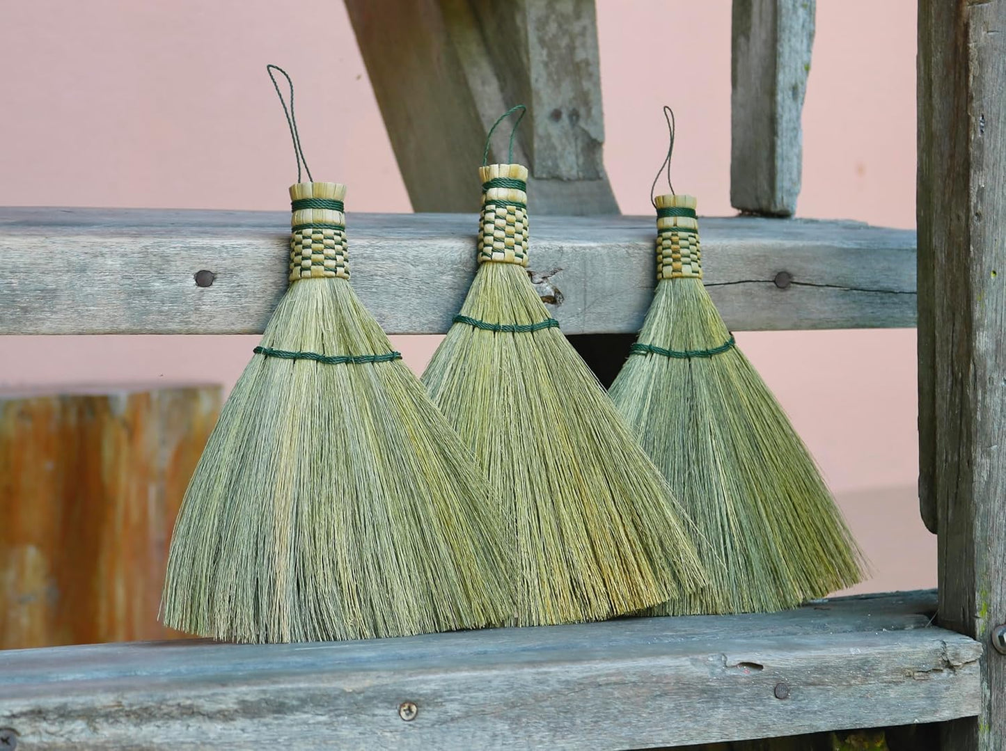 Small Corn Wisk Brush Broom 11 Inch Blue, Red Flagged Indoor Heavy Duty Multi Surface Hard & Soft Floor 100% Handmade(Blue), AW038-AW0038, length 11 Inch, wide 4.5 inch,