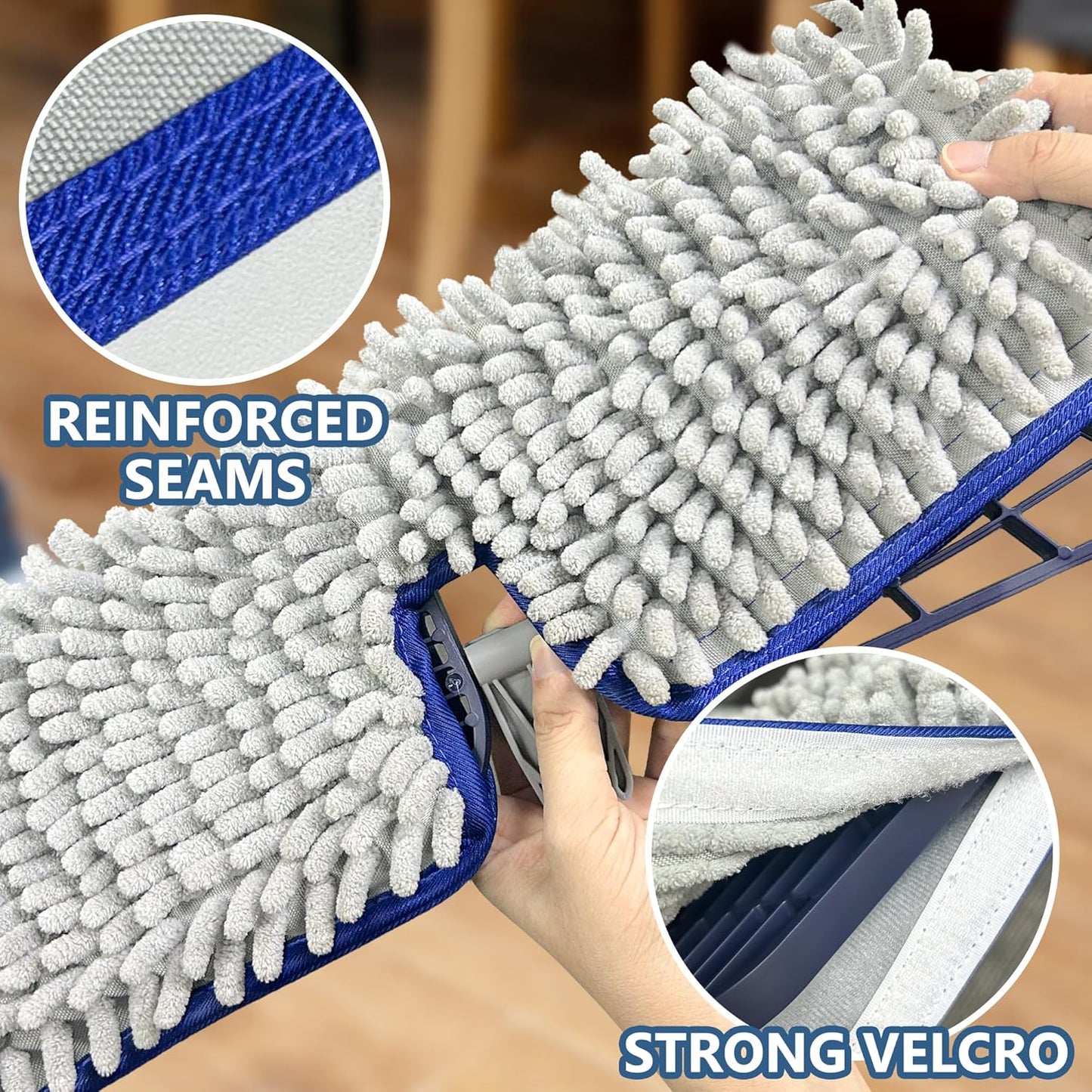 Papclean Spray Mops for Floor Cleaning: Double Sided Dust Mop for Hardwood Wood Tile Floor with Reusable Microfiber Pads - Wet Dry Kitchen Bathroom Cleaning