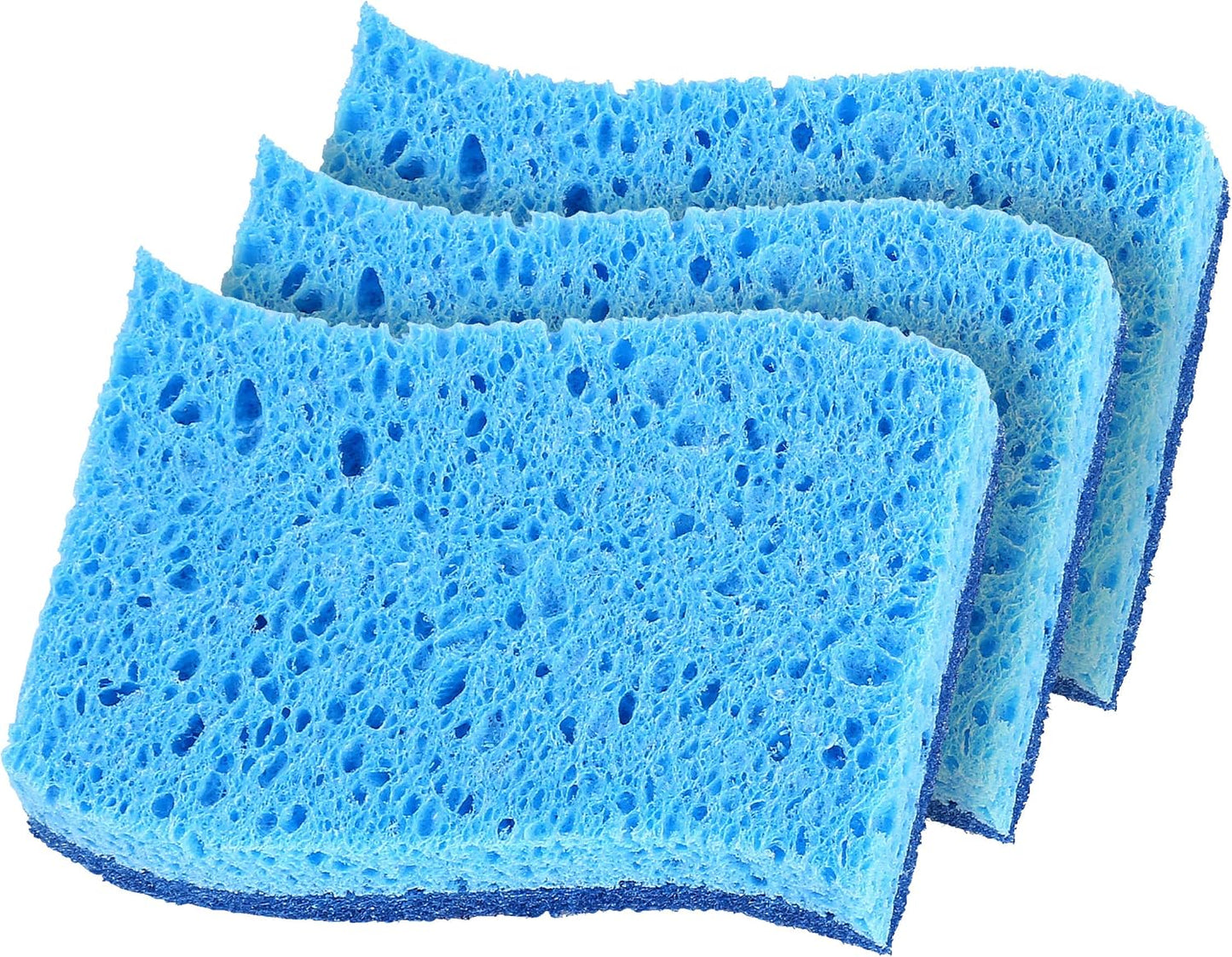 Non-Scratch Cellulose Sponge Kitchen Scrub Sponge with Scouring Pad Set, Good for Non-Stick Cookware Frying Pan, Pot, Counter Top, Sink Scrubbing, Kitchen Scrubbers, Pack of 2, (Red/Pink)