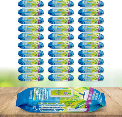Juniper CLEAN Wet Floor Wipes, Multi Surface Floor Cleaner Wet Mop Pads Fit Swiffer Sweeper Mop, Fresh Scent & Plant-Based Textured Cloth Trap Absorb Dirt, 20 Count (Pack of 12)