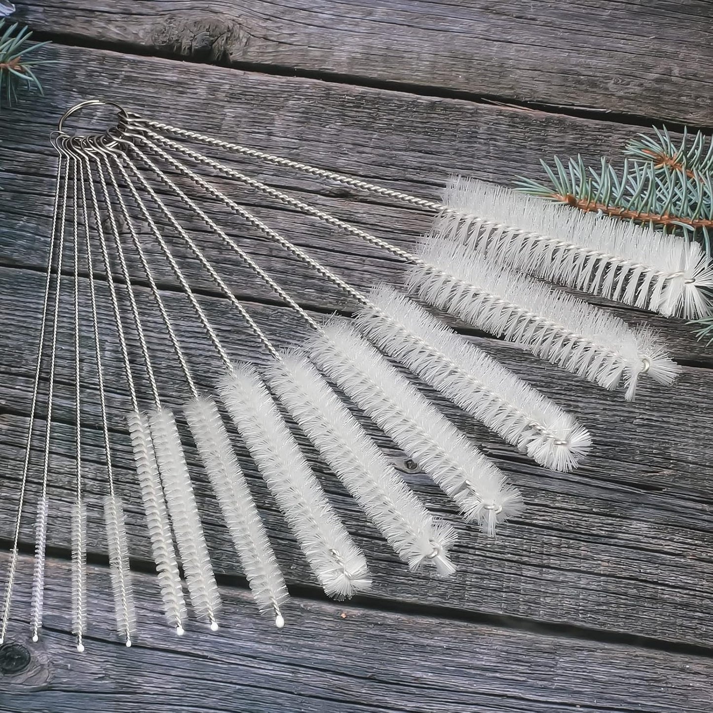 CiaraQ Bottle Cleaning Brushes, 8 Inch Nylon Tube Brush Set, Cleaner for Narrow Neck Bottles Cups with Hook, Set of 10pcs