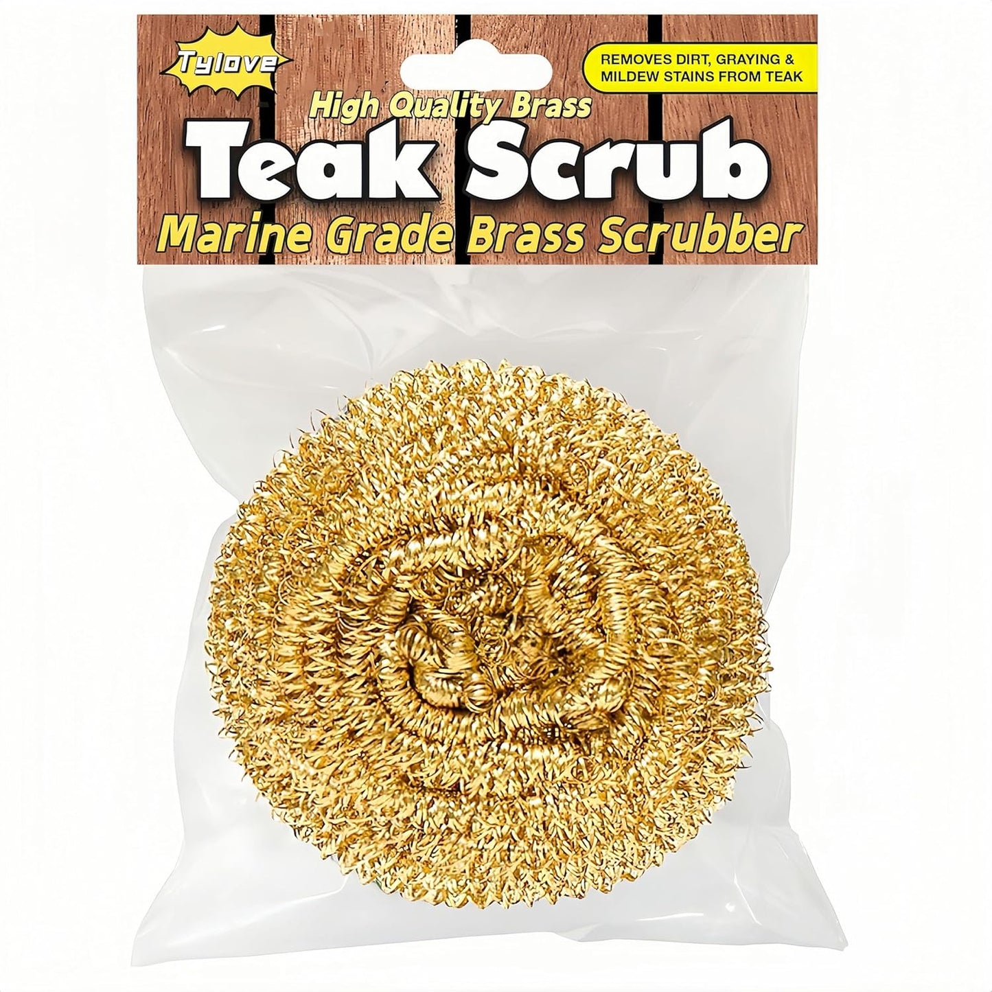 Marine Grade Brass Teak Scrubber not Cheap Stainless Steel Scrub Scouring Pad | Gentle Non-Scratch Deck | Rustproof | Premium Yacht Wood Restorer - Refinish Wood Furniture & Boat Teak