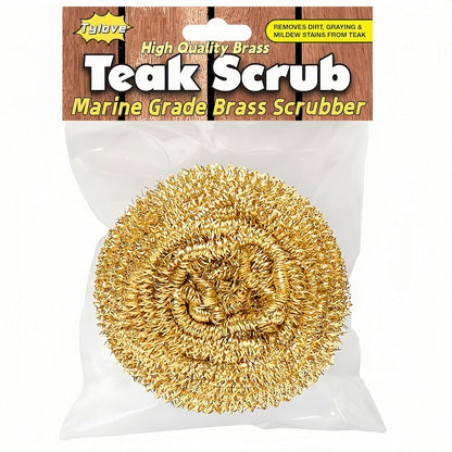 Marine Grade Brass Teak Scrubber not Cheap Stainless Steel Scrub Scouring Pad | Gentle Non-Scratch Deck | Rustproof | Premium Yacht Wood Restorer - Refinish Wood Furniture & Boat Teak